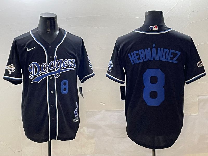 Men Los Angeles Dodgers 8 Hernandez Black Fashion Game 2025 Nike MLB Jersey style 3067